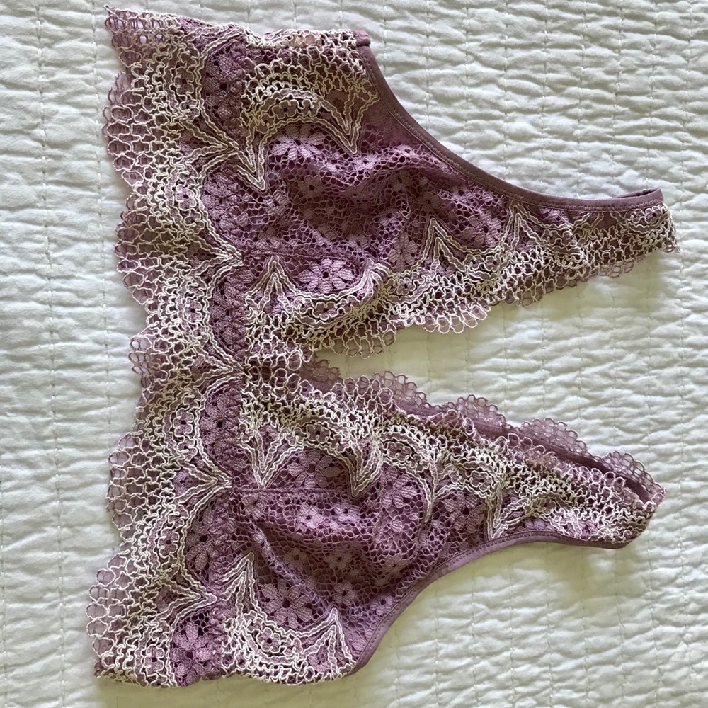 Purple and White Lace Bralette